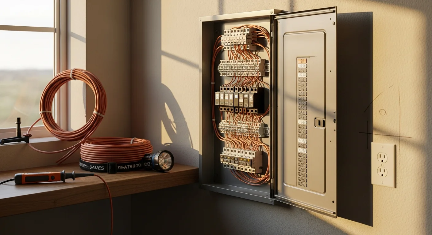 Electrician installing new electrical wiring in a home