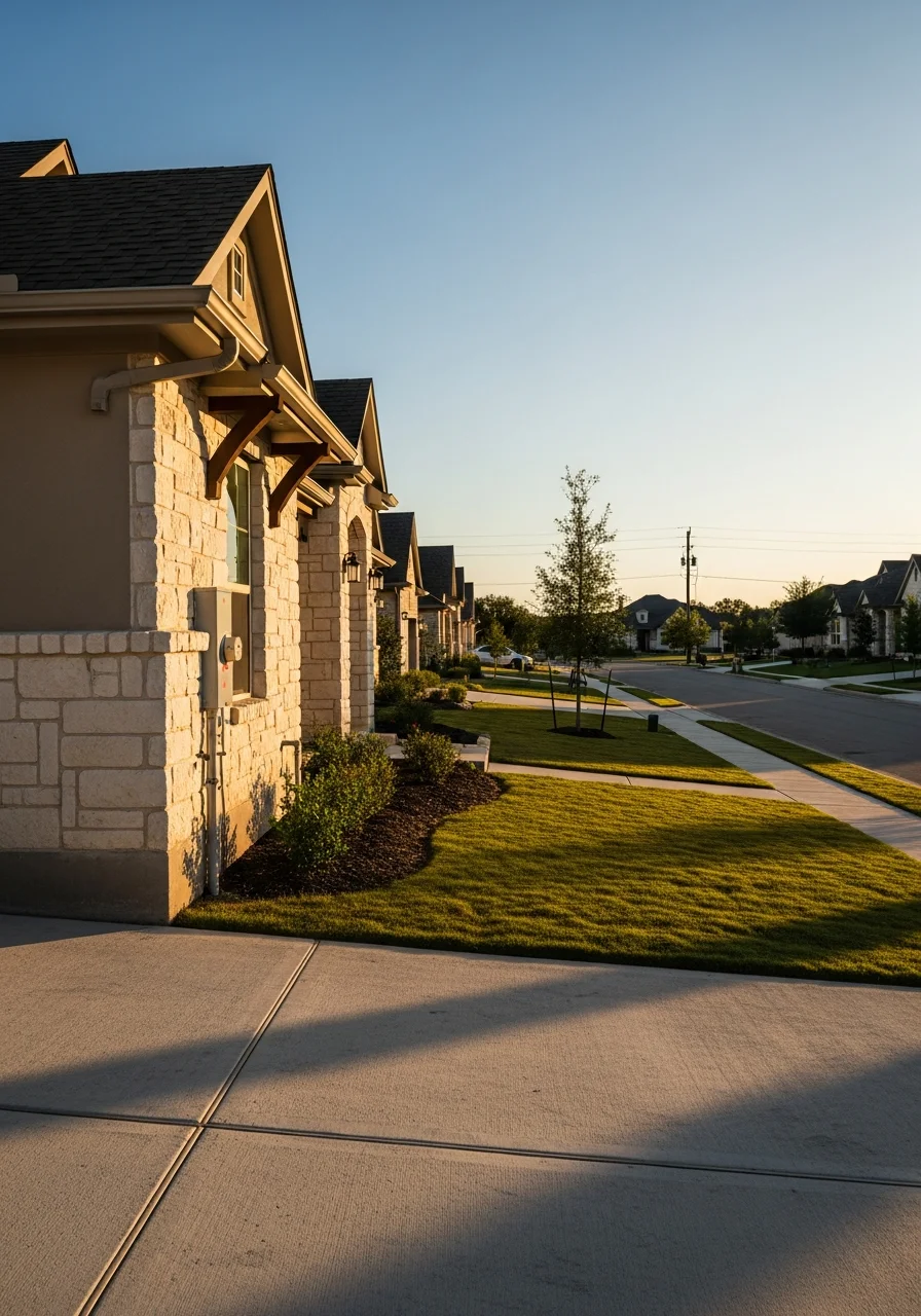 Modern residential neighborhood with single-family homes in growing Converse community