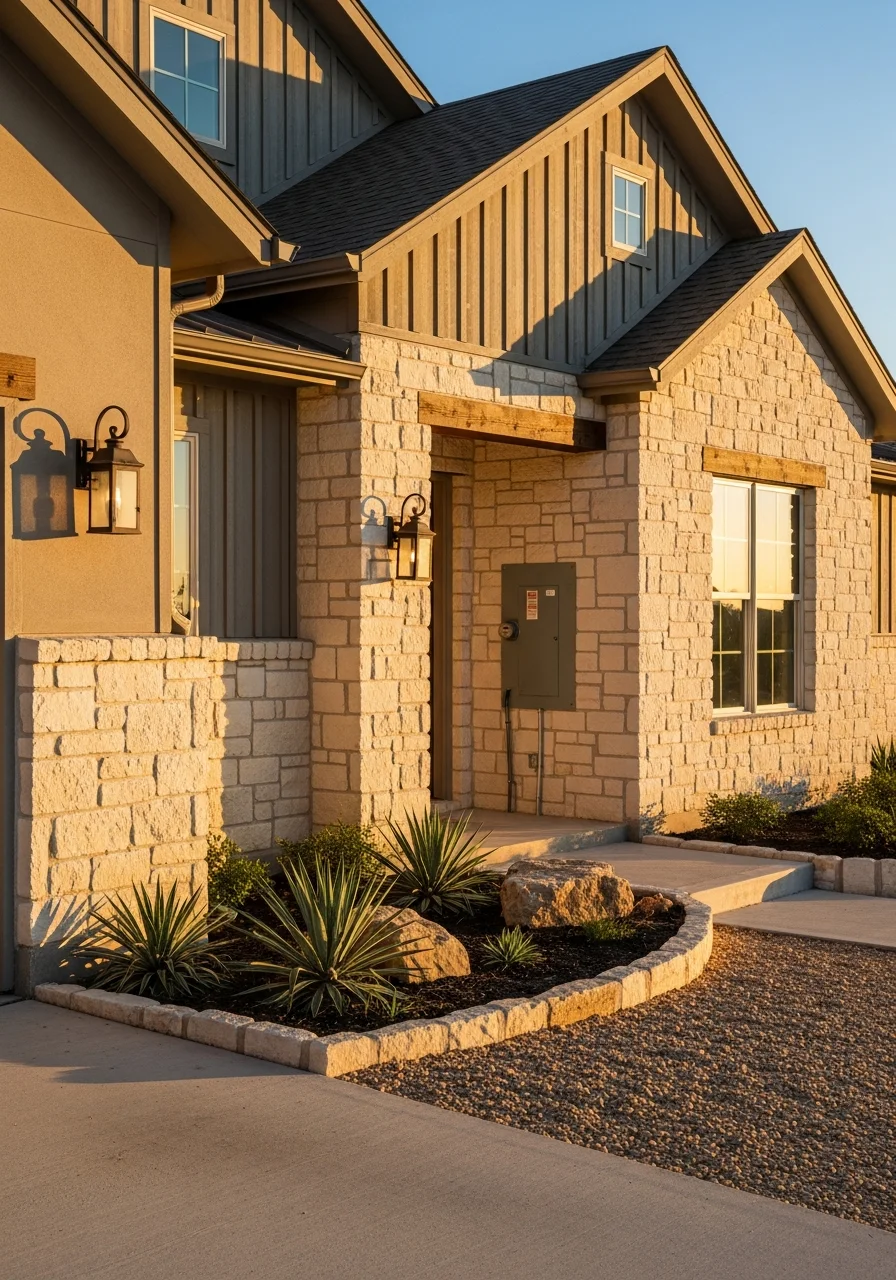 San Marcos home exterior with typical Hill Country architectural details.