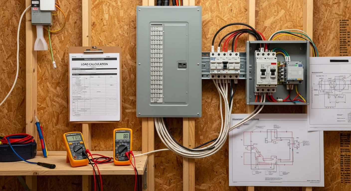 A licensed electrician installs a new dedicated circuit breaker inside a residential electrical panel in a Kyle, Texas home. The panel is open and clearly labeled, with new wiring running to a garage circuit for an EV charger installation.